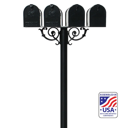 Qualarc The Hanford QUAD mailbox post system w/Scroll Supports HPWS4-US-000-E1